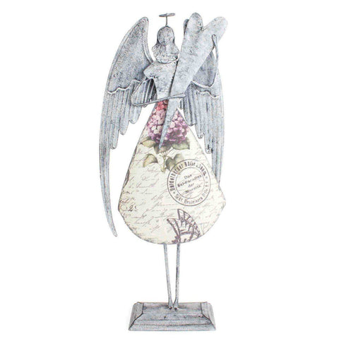 Heaven Sends Large Metal Angel with stand - ash-dove