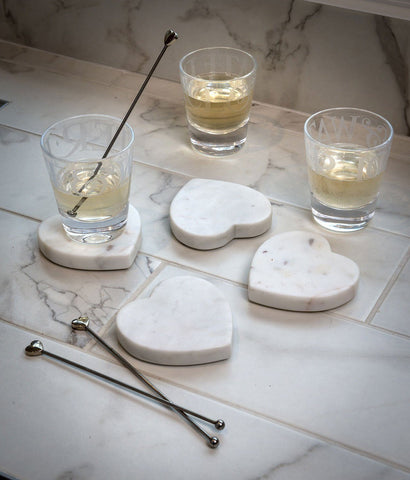 Marble Heart Drinks Coasters by Retreat Home - ash-dove