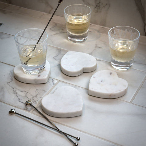 Marble Heart Drinks Coasters by Retreat Home - ash-dove