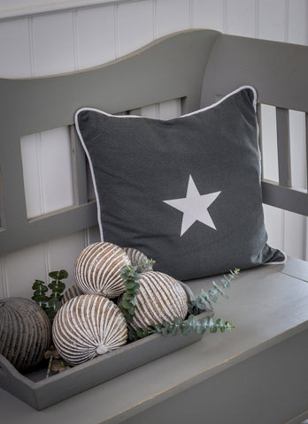 Larger Grey Star Applique Star Cushion by Retreat Home Shopping Retreat Home 