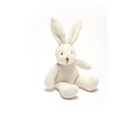 Organic White Knitted Bunny by Best Years - ash-dove