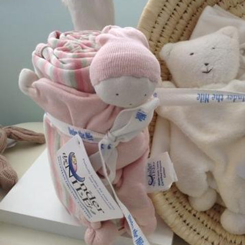 Best Years Organic Baby Swaddle blanket and toy set in pink - ash-dove