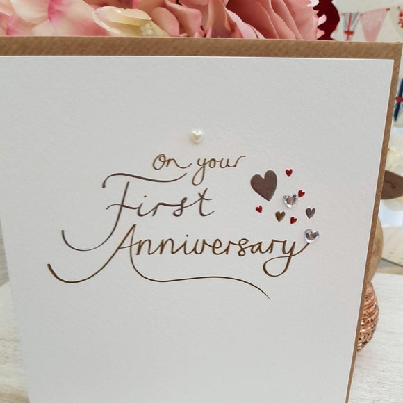 Paperlink On Your First Anniversary Greeting Card - ash-dove