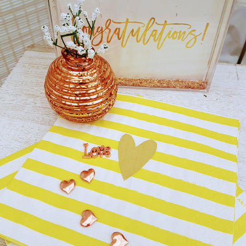 Yellow and Gold Heart Paper Napkins by Artebene - ash-dove