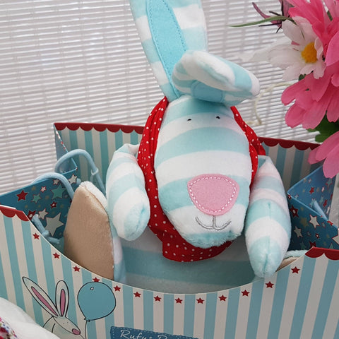 Rufus Rabbit Soft Toy Blue - ash-dove