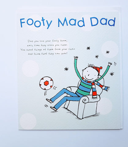 Paperlink Footy Mad Dad Father's Day Greeting Card - ash-dove