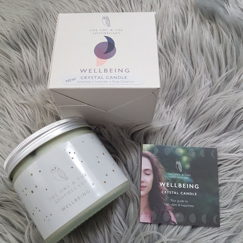 Wellbeing Amethyst Crystal Candle Shopping,Gifts,Candles The Owl and The Apothecary 