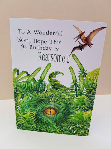 Personalised Dinosaur Son Birthday Card Greeting Cards Ash & Dove 