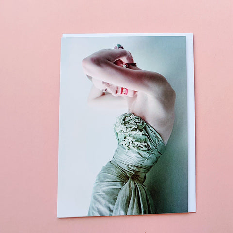 Ash Green Lame Bodice Blank Greeting Card by Artpress Greeting Cards Artpress 