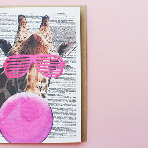 Sharona the 80's Giraffe Blank Greeting Card by Artpress Greeting Cards Artpress 