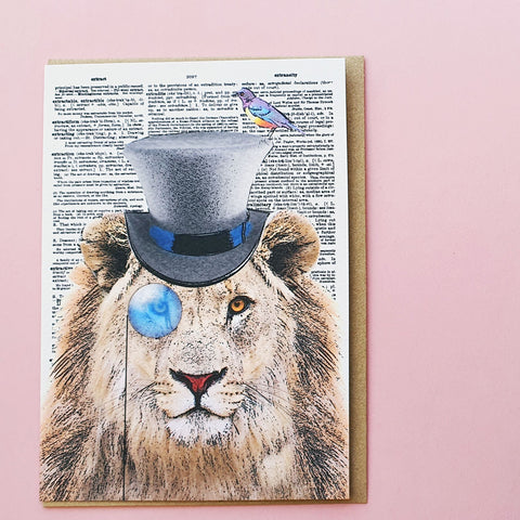 Steampunk Lion Blank Greeting Card by Artpress Greeting Cards Artpress 