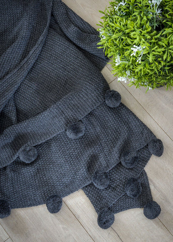 Bell Tassel Charcoal Throw By Retreat Home Shopping Retreat Home 