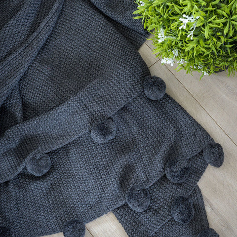 Bell Tassel Charcoal Throw By Retreat Home Shopping Retreat Home 