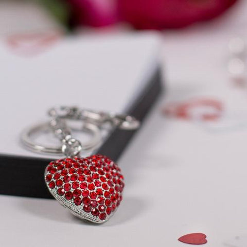 Red Heart Diamante Glitter Key Ring by Artbene - ash-dove