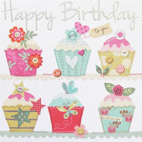 Cupcakes Happy Birthday Greeting Card by Paperlink - ash-dove