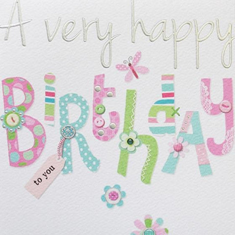 Paperlink Very Happy Birthday Greeting Card - ash-dove