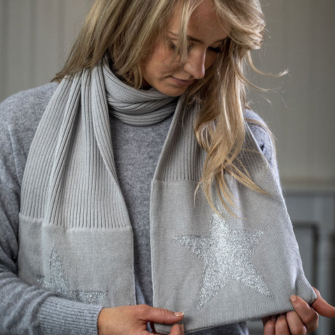 Pale Grey Metallic Star Scarf by Retreat home Shopping,Christmas Shop Retreat Home 