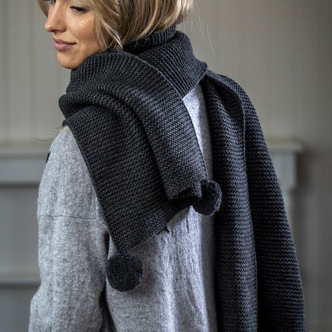 Dark Grey Pompom Scarf by Retreat home Shopping,Christmas Shop Retreat Home 