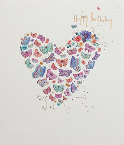 Happy Birthday Butterfly Heart Greeting Card by Paperlink - ash-dove
