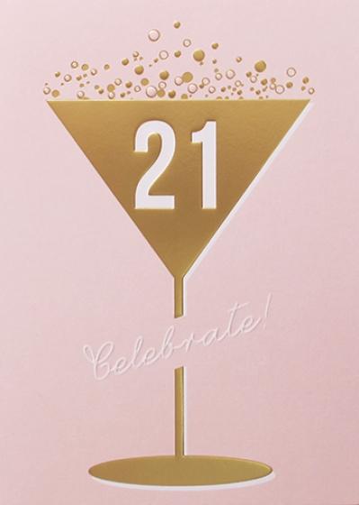 Pink 21st Happy Birthday Greeting Card 