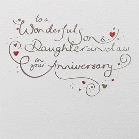 Paperlink Wonderful Son and Daughter-in-Law Anniversary Greeting Card - ash-dove