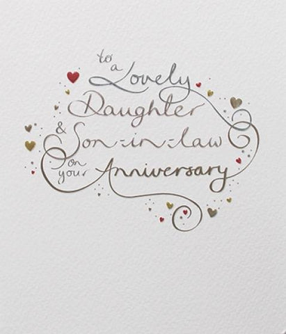 Paperlink Lovely Daughter and Son-in-Law Anniversary Greeting Card - ash-dove