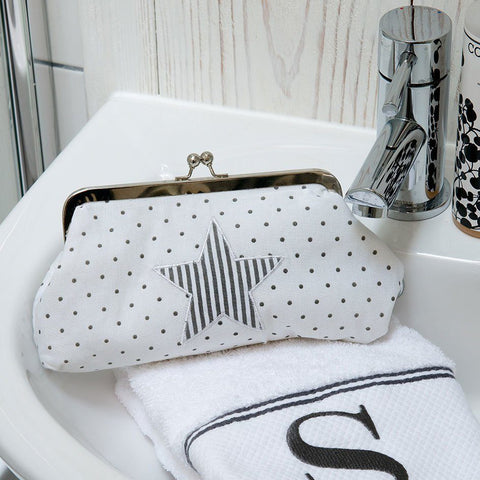 Grey Dot & Stripe Star Dolly Wash Bag by Retreat Home - ash-dove