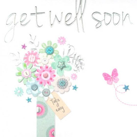 Get Well Soon Vase of Flowers Greeting Card by Paperlink - ash-dove