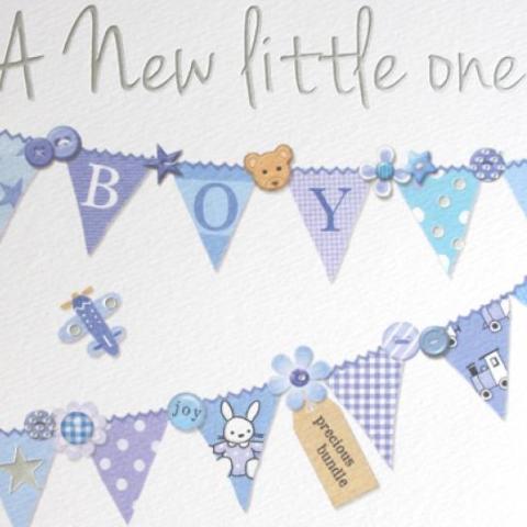 Blue bunting style baby card