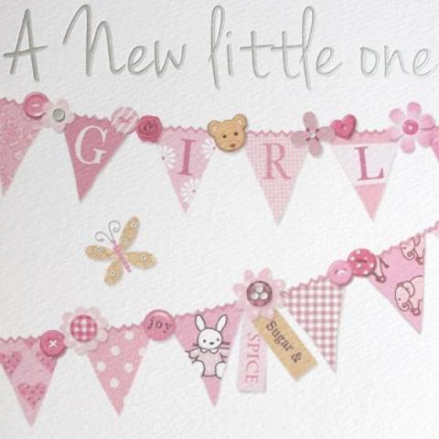 pink bunting style baby card