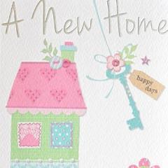 Bright cartoon style new home card 