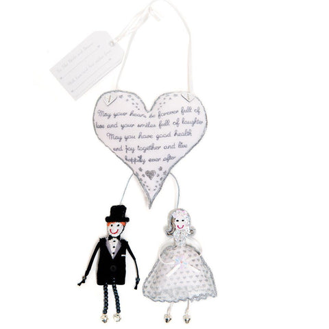 Bride and Groom and Heart Hanging Wedding Gift 