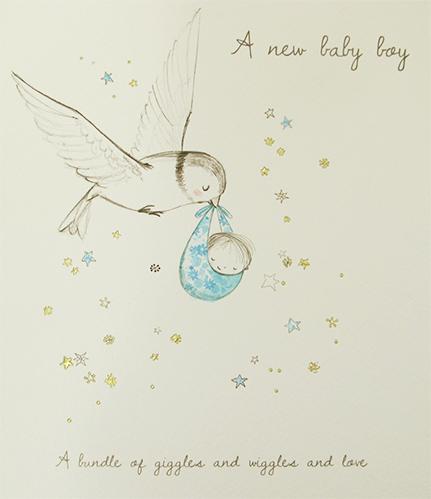 Gold and Blue Baby Boy Card 