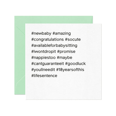 Card Nest Hash Tag New Baby Card - ash-dove