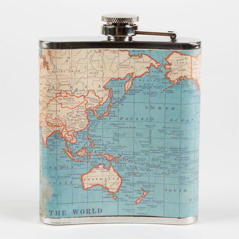 Hip Flask for Men Vintage Map Adventure by Sass & Belle - ash-dove