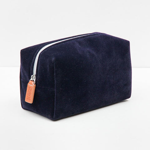 Navy Velvet Cube Cosmetic Bag by Caroline Gardner - ash-dove