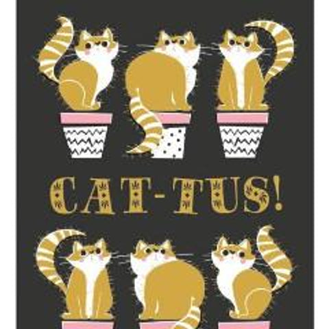 The Artfile Cat-Tus Greeting Card - ash-dove