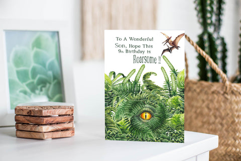 Personalised Dinosaur Son Birthday Card Greeting Cards Ash & Dove 
