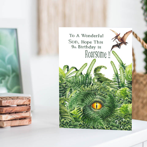 Personalised Dinosaur Son Birthday Card Greeting Cards Ash & Dove 
