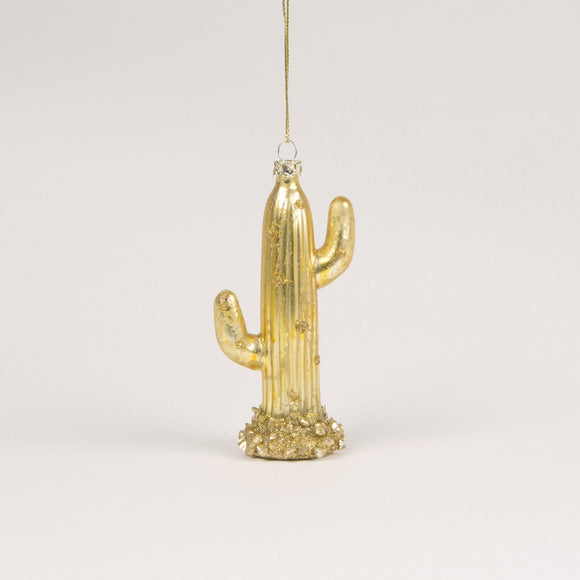 Gold Cactus Glass Christmas Bauble by Sass & Belle - ash-dove