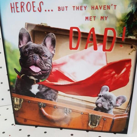 Cute Dog Dad Birthday Greeting Card, Fun Retro Photo Father Birthday Card Happy Birthday Card, Super Hero Card For Great Dads someone_else 