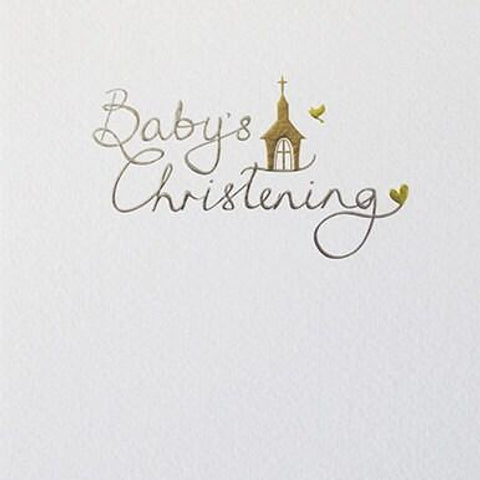 Modern Foiled Christening Card With Elegant Fonts, Delicate Baby Christening Card In Silver and Gold Type, Minimalist Christening Card someone_else 