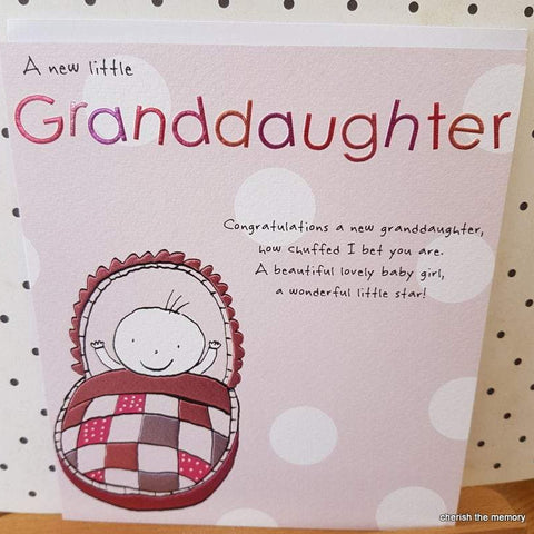 Foiled New Baby Granddaughter Greeting Card pastel pink, A wonderful star is born greeting card, Brilliant news congratulations Baby Girl someone_else 