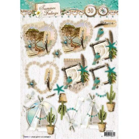 Summer Feelings Studio Light EASYSF575, Summer Feelings die cuts on A4 sheet, 200gsm paper empheria for card and scrapbooking someone_else 
