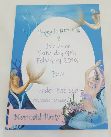 Sea Breeze Scented Mermaid Printed Invitations, Pretty Mermaid Party Invitations, Unique Perfumed Children&#39;s Party Invitations, i_did 
