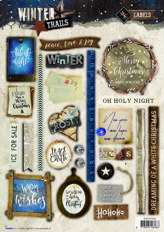 Winter Trails Studio Light Rustic Label Sentiments EASYWT632 A4 sheet, Warm wishes toppers, Christmas toppers, Christmas Journal Labels, someone_else 