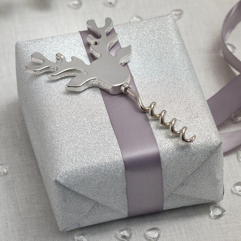 Reindeer Corkscrew Christmas Barware In A Silver Finish, Stag Barware Set Collectables For Wine Lovers, Traditional Bottle Opener For Him someone_else 