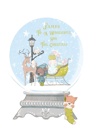 Wonderful Son Christmas Card Personalised And Handmade With A Glitter Finish, Add Your Own Personalisation For Wonderful Son, Bubble Card i_did 