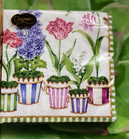 Caspari Floral Paper Lunch Napkins, Vintage Style Planted Flowers Garden Paper Napkins x 20, Tulips And Amaryllis Flowers Table Supply someone_else 