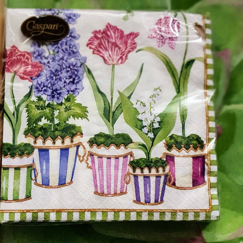 Caspari Floral Paper Lunch Napkins, Vintage Style Planted Flowers Garden Paper Napkins x 20, Tulips And Amaryllis Flowers Table Supply someone_else 